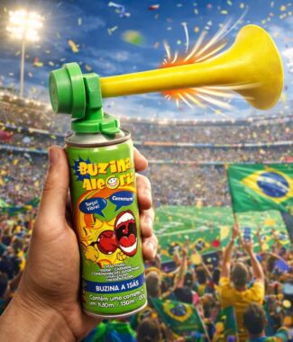 Buzina da Alegria para Torcida, Carnaval, Festas e Jogos 250ml Buzina a Gás com Corneta