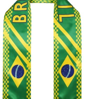Cachecol Brasil Torcida Verde Amarelo – Faixa Copa do Mundo Bandeira Jogo Futebol Evento Patrióta Acessório Torcedor Leve Tecido Poliester 138x13cm