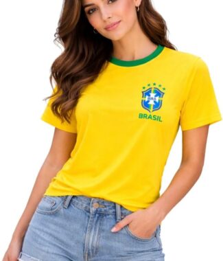 Camiseta Dry Feminina Brasil Seleção Brasileira Gola Redonda Estampa Brsão