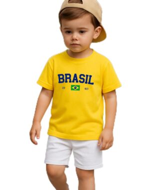 Camiseta Infantil Juvenil Unissex Em Algodão Brasil