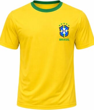 Camiseta Masculina Seleção Brasileira Gola Redonda Escudo Brasil Casual