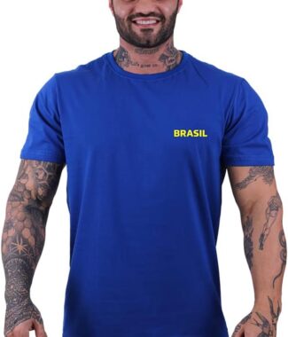 Camiseta Tradicional Masculina Básica Brasil Numero 10 Bandeira MXD Conceito