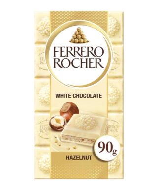 Chocolate Branco Ferrero Rocher Weiss Barra Com Avelãs 90g