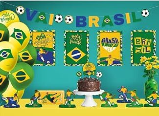 Kit Festa Pronta Brasil Copa do Mundo Decorativo Completo 24 Peças Festcolor
