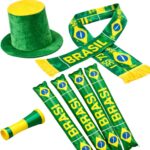 Kit Torcedor 7 Unid Seleção Copa Chapéu Echarpe Bastão Apito