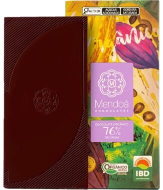 Mendoá, Barra de chocolate premium orgânico 76% de cacau, 80 gramas