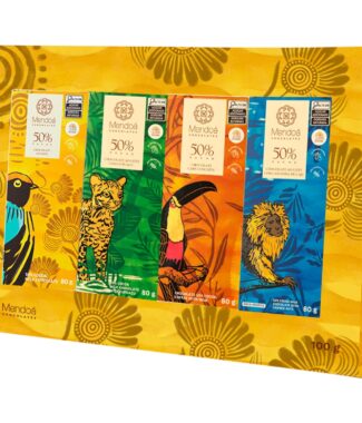 Mendoá, Caixa de chocolate premium presenteável, Mix sortido de sabores, Brasilis, 4 X 25 gramas = 100 gramas