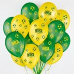 São Roque Balão 9 Copa do Mundo 2026 25 Unidades Sortido nas Cores do Brasil Verde Amarelo Azul para Decoração e Combinar com Álbum