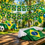 Varal Bandeirinhas Brasil Premium 6m Copa do Mundo Eleições Decoração Verde Amarelo 20 Bandeiras Poliéster
